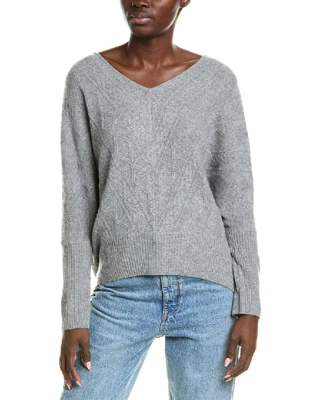 QUINN Cashmere Kendal Cable Knit Cashmere Cape Sweater Soft Cozy Warm