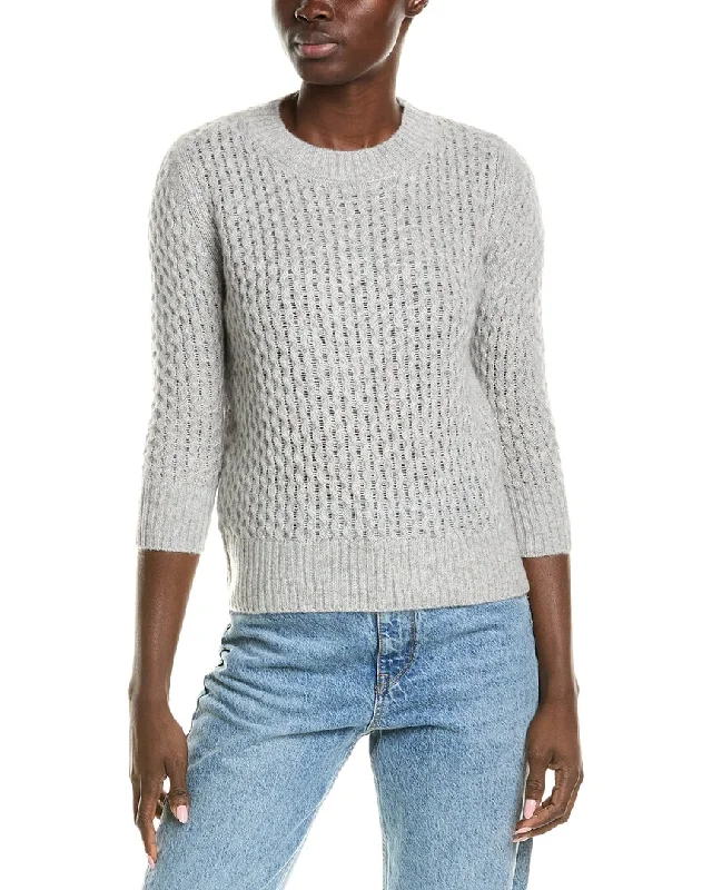 QUINN Honeycomb Cashmere Sweater Chenille Brocade Lace