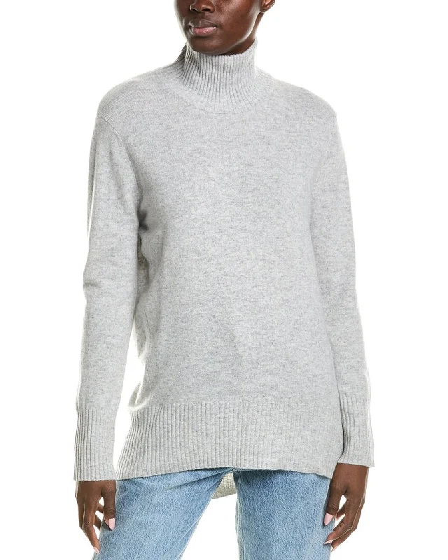 QUINN Turtleneck High-Low Cashmere Sweater Elegant Classic Vintage