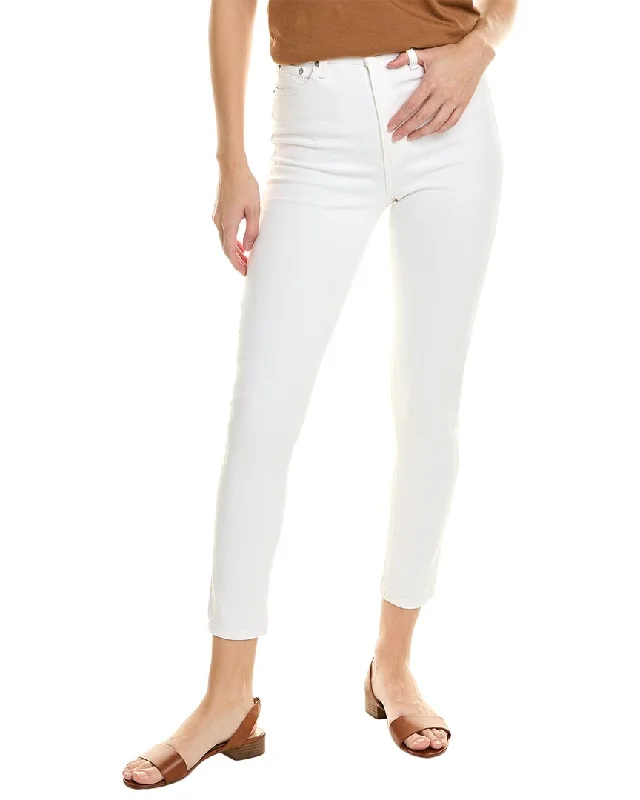 rag & bone Nina High-Rise White Ankle Skinny Jean Fashionable Raw Hemmed Jeans