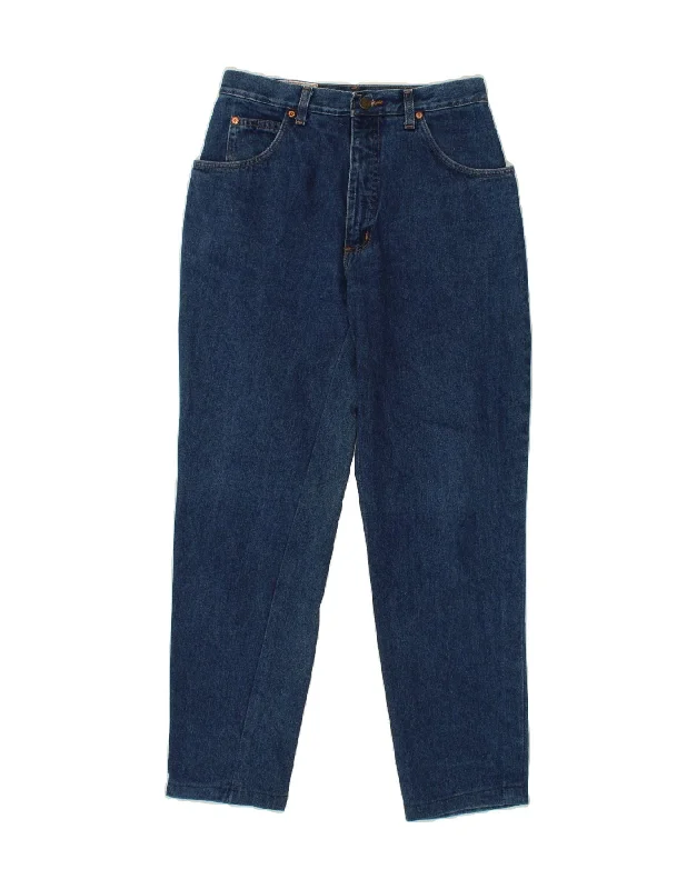 RIFLE Womens High Waist Tapered Jeans W31 L34 Navy Blue Cotton Elegant Wide-Leg Jeans RIFLE Womens High Waist Tapered Jeans W31 L34 Navy Blue Cotton Elegant Wide-Leg Jeans