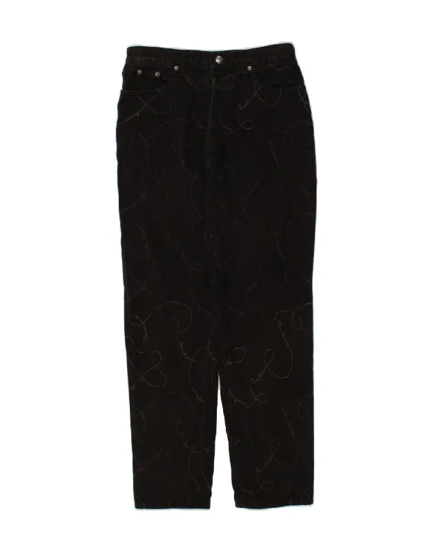 ROCCOBAROCCO Womens Graphic Tapered Jeans IT 48 XL W34 L30 Black Geometric Stylish Paperbag Waist Denim ROCCOBAROCCO Womens Graphic Tapered Jeans IT 48 XL W34 L30 Black Geometric Stylish Paperbag Waist Denim