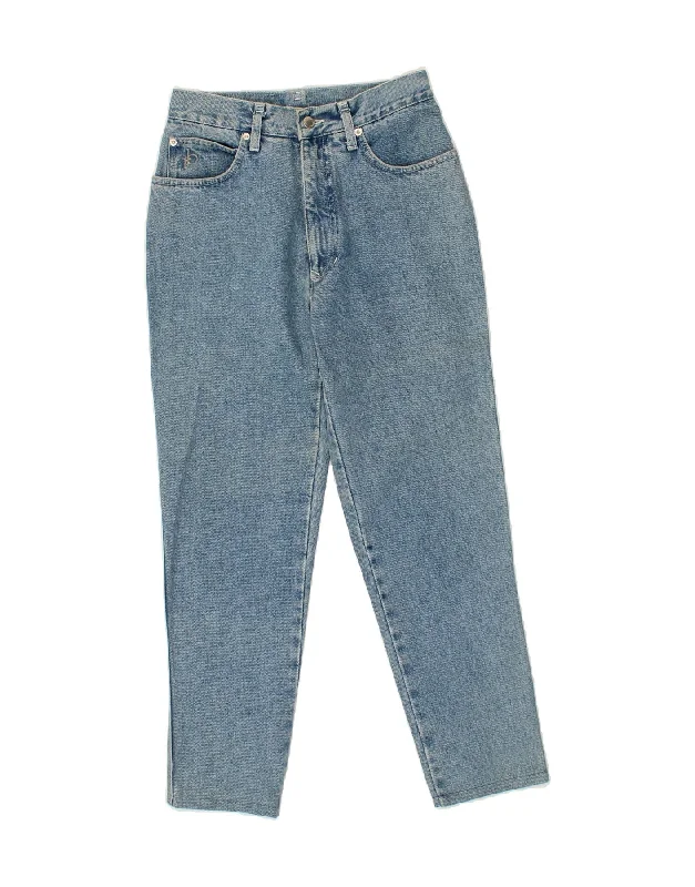 ROCCOBAROCCO Womens High Waist Tapered Jeans W29 L27 Blue Cotton Chic Rip-Detail High-Waist Jeans ROCCOBAROCCO Womens High Waist Tapered Jeans W29 L27 Blue Cotton Chic Rip-Detail High-Waist Jeans