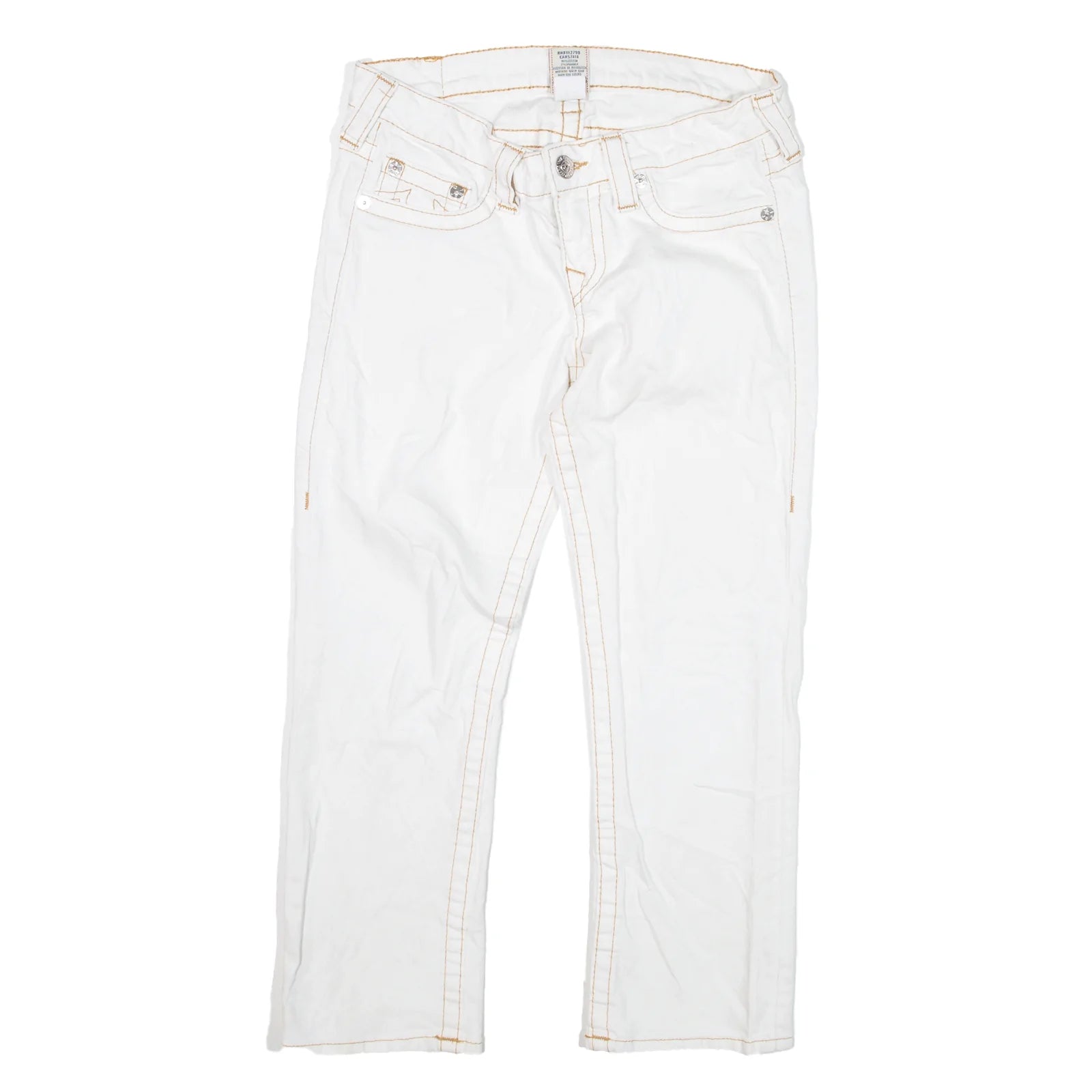 TRUE RELIGION Capri Jeans White Denim Regular Straight Womens W29 L24 Elegant Raw Hem Jeans TRUE RELIGION Capri Jeans White Denim Regular Straight Womens W29 L24 Elegant Raw Hem Jeans