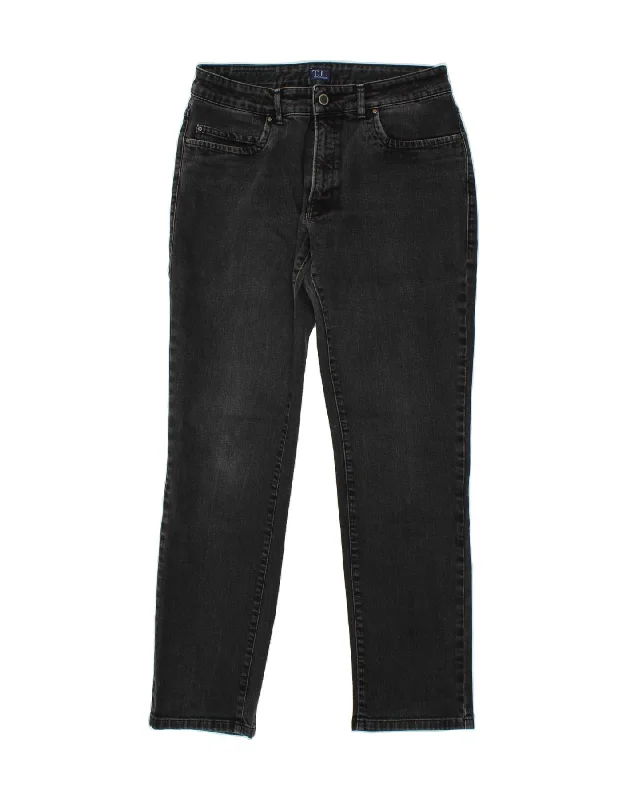 TRUSSARDI Womens Slim Jeans W32 L32 Black Cotton Chic Rolled Cuff Denim Jeans