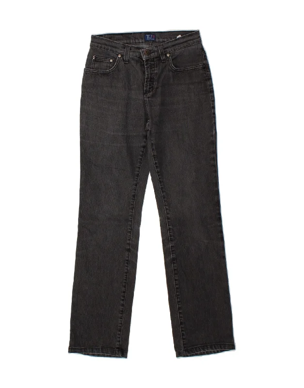 TRUSSARDI Womens Straight Jeans W26 L27 Grey Cotton Cozy Wide-Legged Jeans