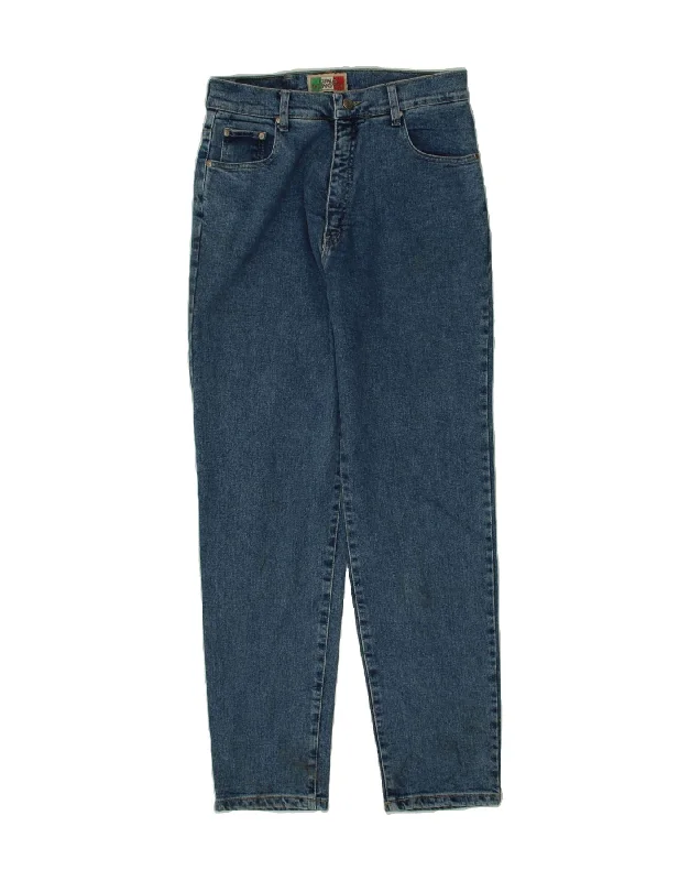 VINTAGE Womens High Waist Tapered Jeans IT 42 Medium W30 L30 Blue Cotton Trendy Pleated Waist Jeans VINTAGE Womens High Waist Tapered Jeans IT 42 Medium W30 L30 Blue Cotton Trendy Pleated Waist Jeans