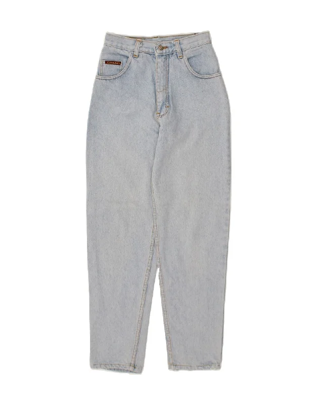 VINTAGE Womens High Waist Tapered Jeans W29 L29 Blue Cotton Stylish Plus Size Denim Jeans