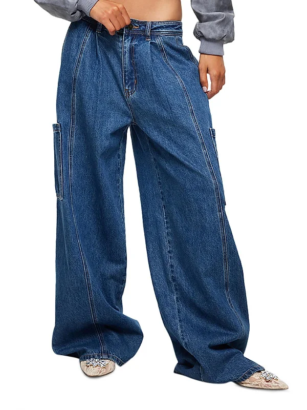 Womens High Rise Denim Wide Leg Jeans Comfortable Flare Leg Jeans