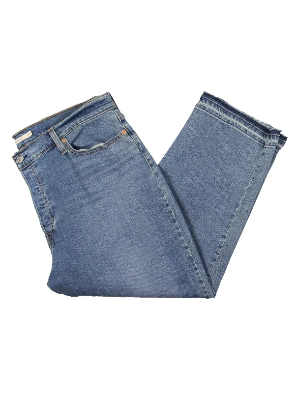 Womens High Rise Medium Wash Straight Leg Jeans Elegant Bootcut Fit Jeans