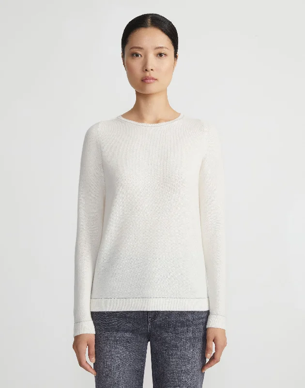 Wool-Cashmere Crewneck Sweater Cable Knit Ribbed Knit Lace Knit
