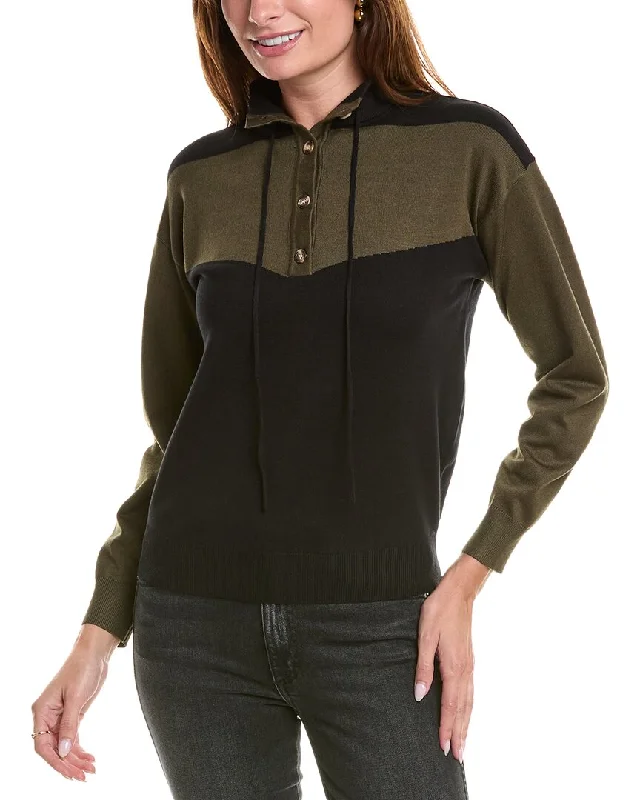 YAL New York Pullstring Sweater Print Jacquard Patchwork