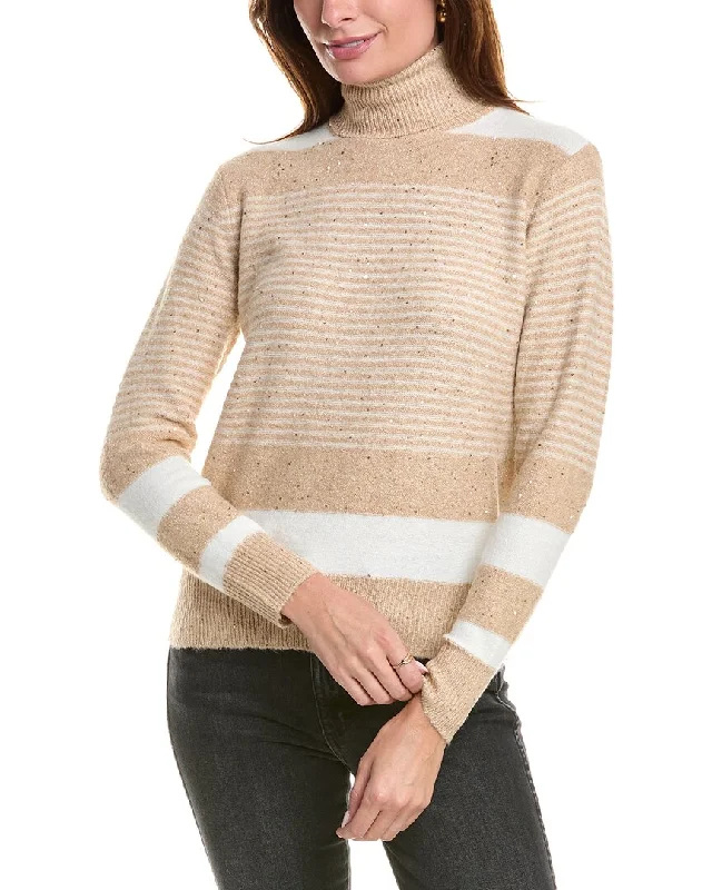YAL New York Stripe Turtleneck Sweater Iron Safe Non-Iron Wrinkle Free