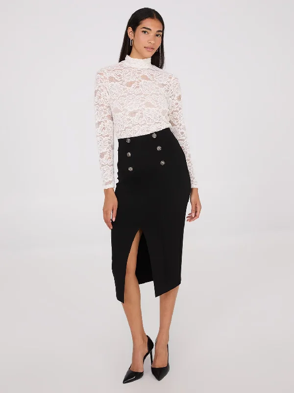 Front Slit Pencil Skirt wool skirt sturdy