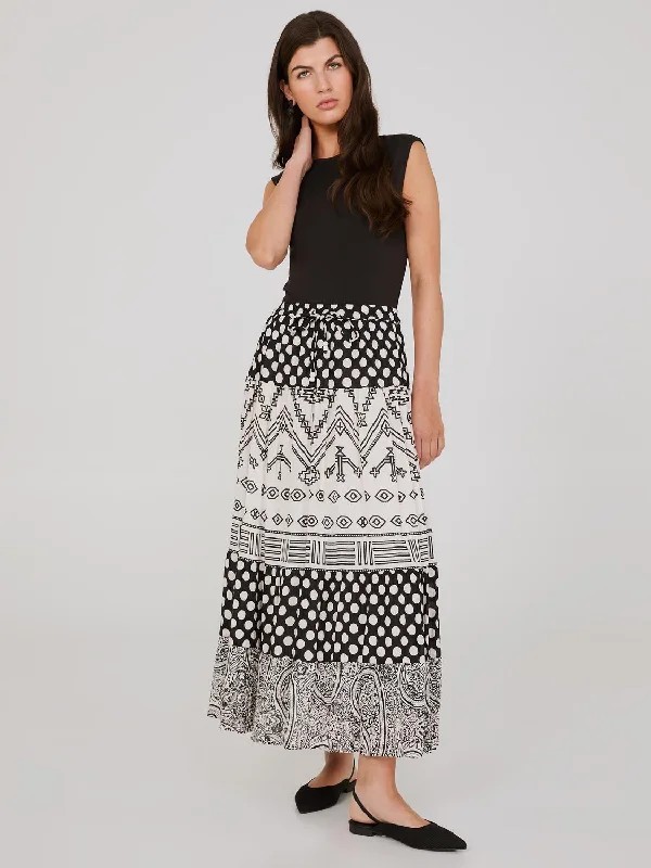 Printed Tiered Maxi Skirt seamless skirt comfort