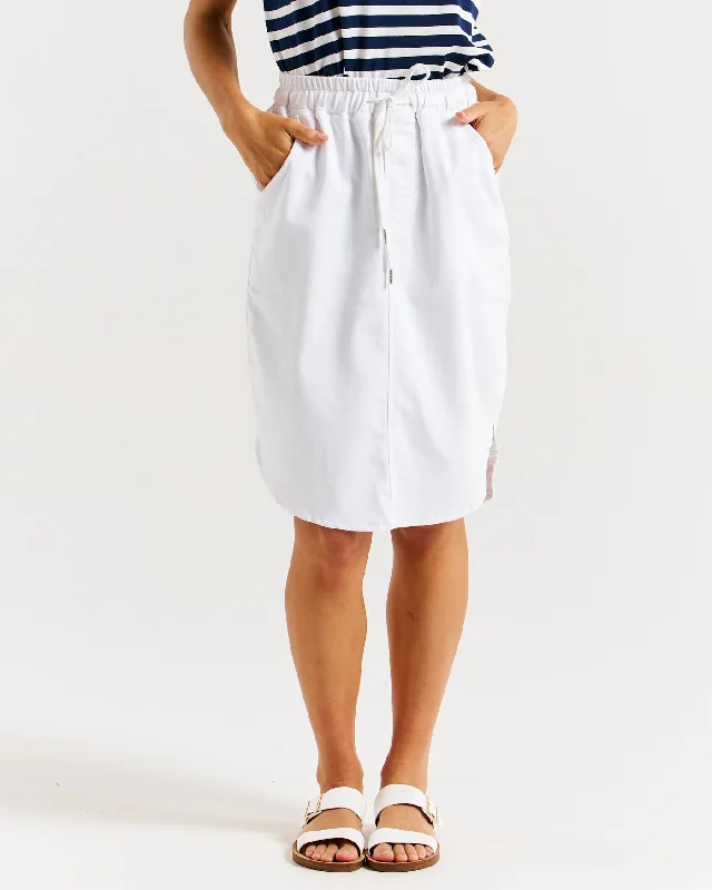 Alina Denim Skirt - White leather skirt sleek