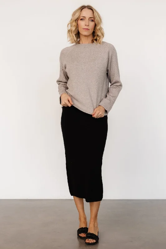 Alonso Knit Midi Skirt | Black relaxed fit skirt