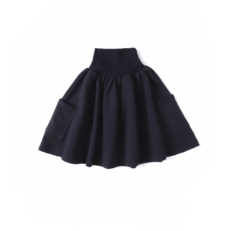 Anecdote Navy High Waisted Skirt With Pockets linen skirt natural