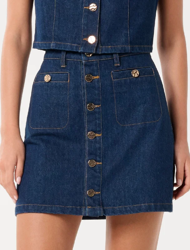 Ashley Denim Mini Skirt leather skirt modern