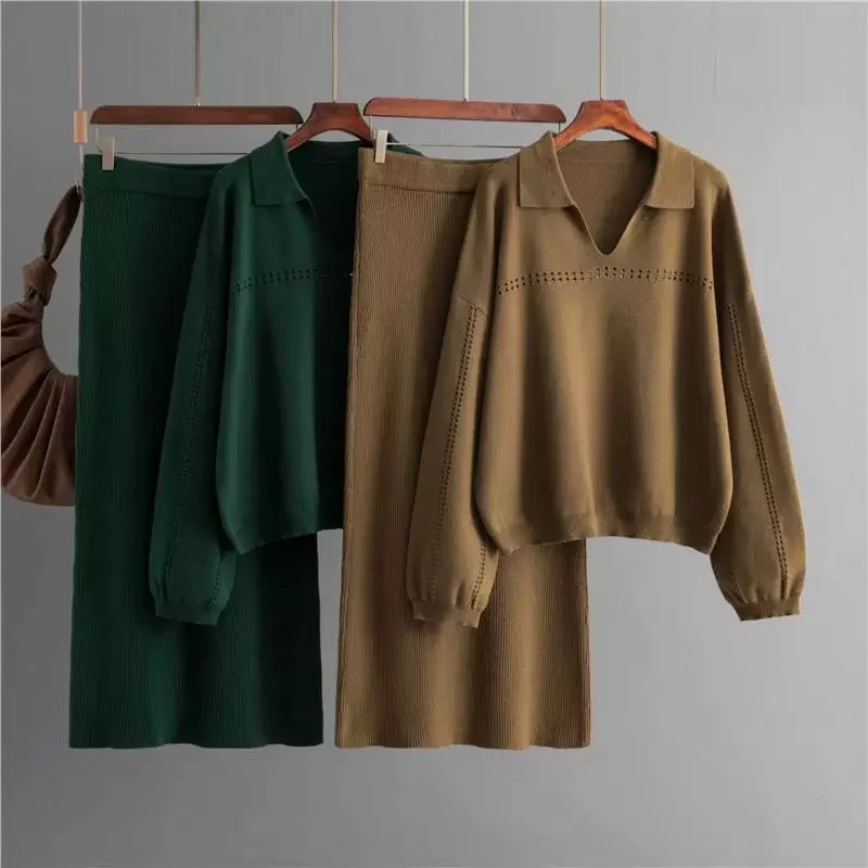 Aster Premium Woolen Coord Set - Sweater with Skirt tiered skirt playful