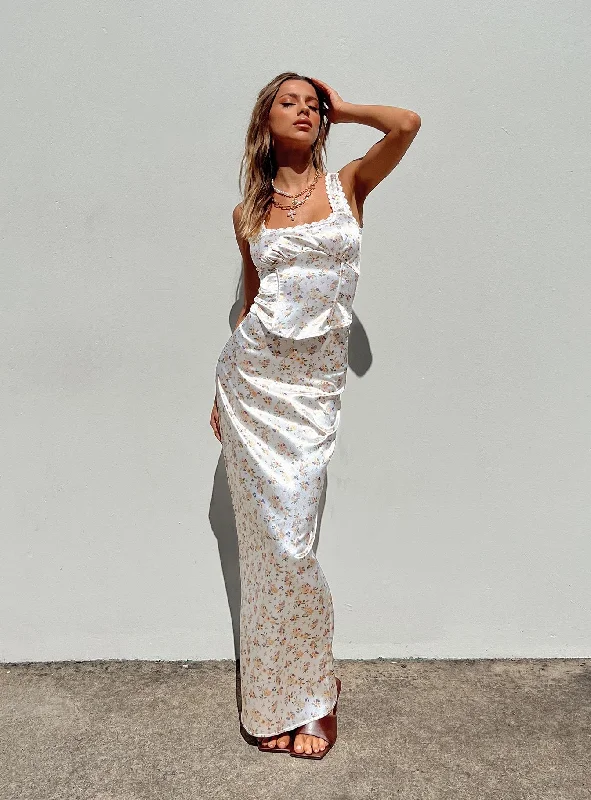 Berlin Satin Maxi Skirt White leather skirt refined