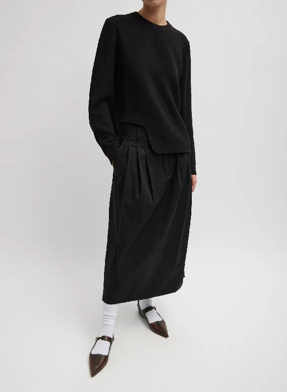 Bio Twill Triple Pleat Skirt silk skirt lustrous