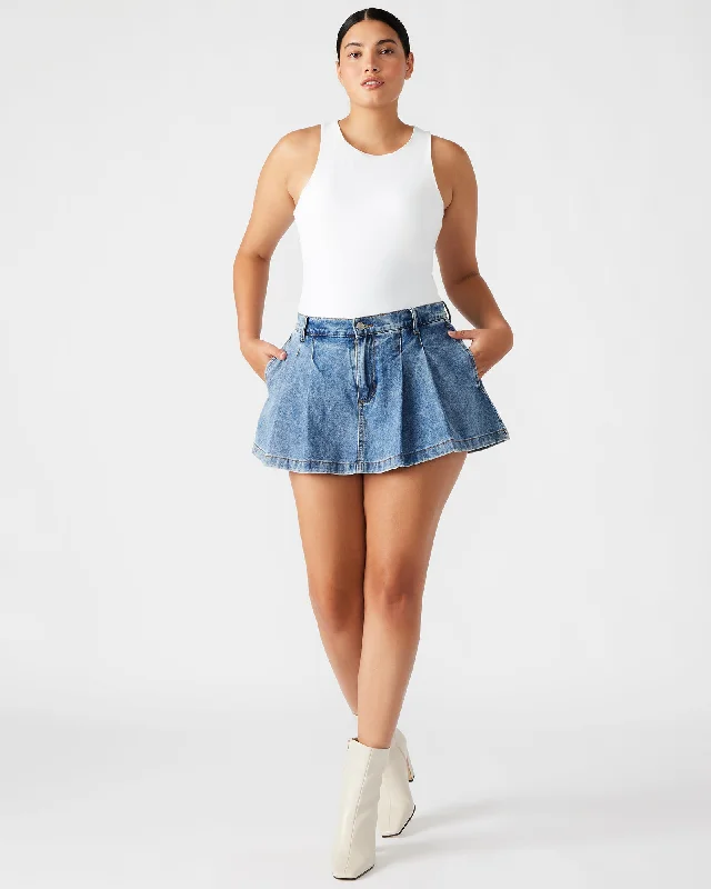 MARLOWE MEDIUM DENIM SKORT wool skirt sturdy