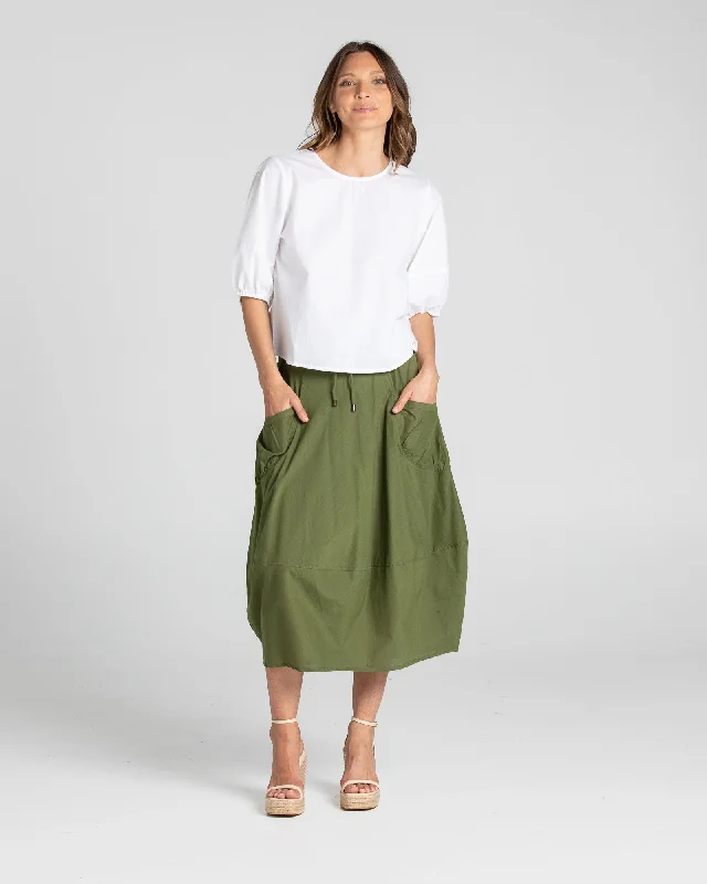 Boom Shankar Guru Skirt - Khaki elastic waist skirt