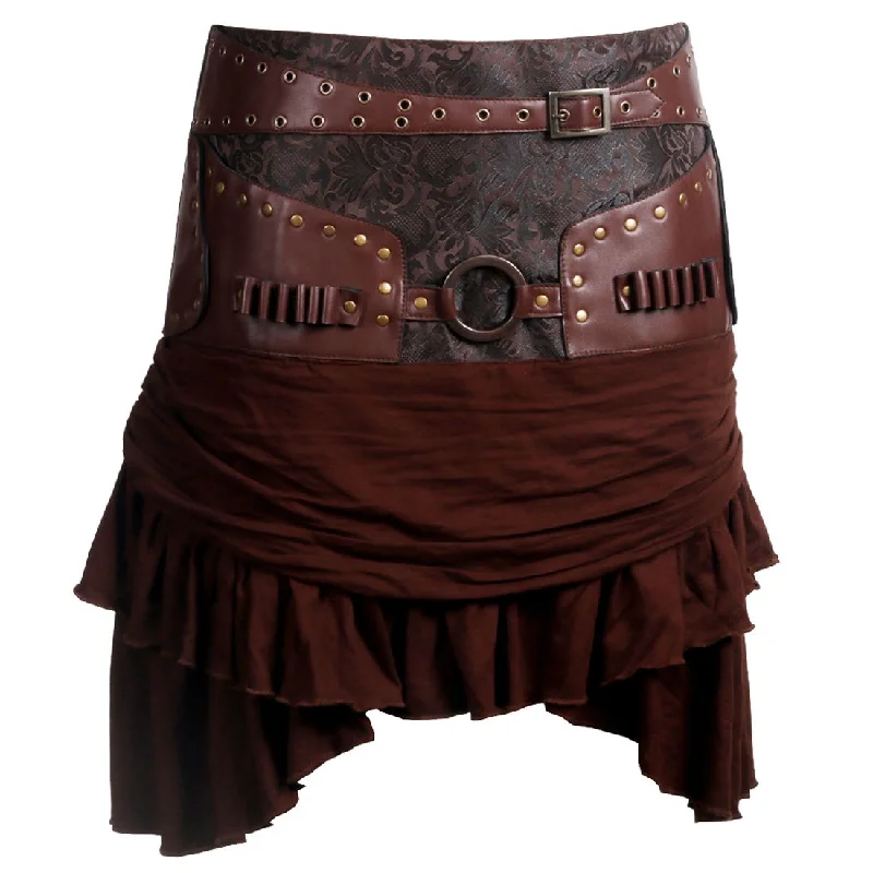 Brenna Steampunk Cotton Low Waist Skirt velvet skirt plush