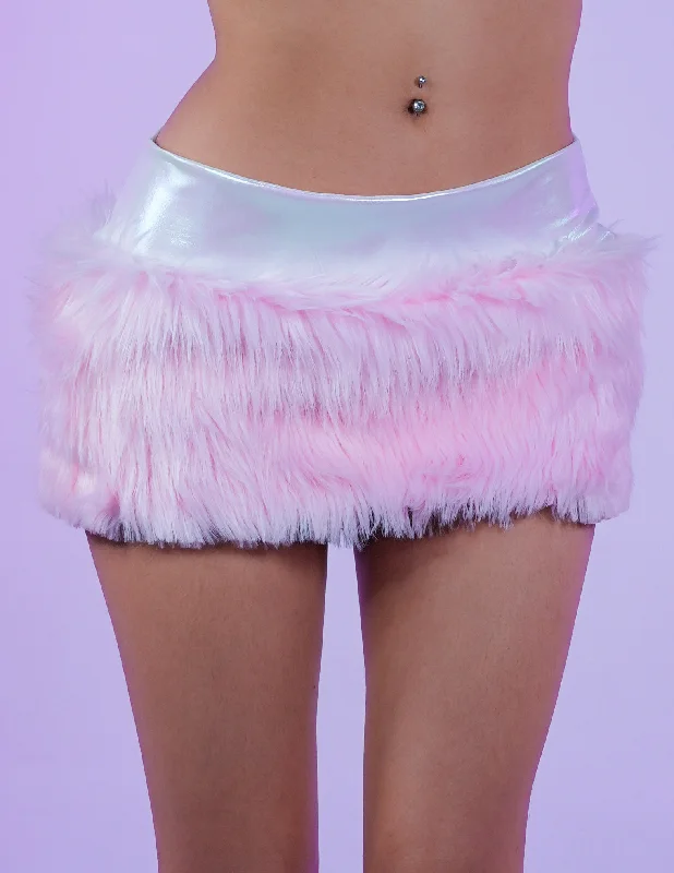 Cotton Candy Faux Fur Skirt linen skirt natural
