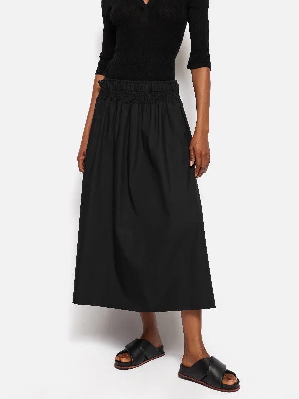 Cotton Poplin Skirt | Black lace skirt romantic