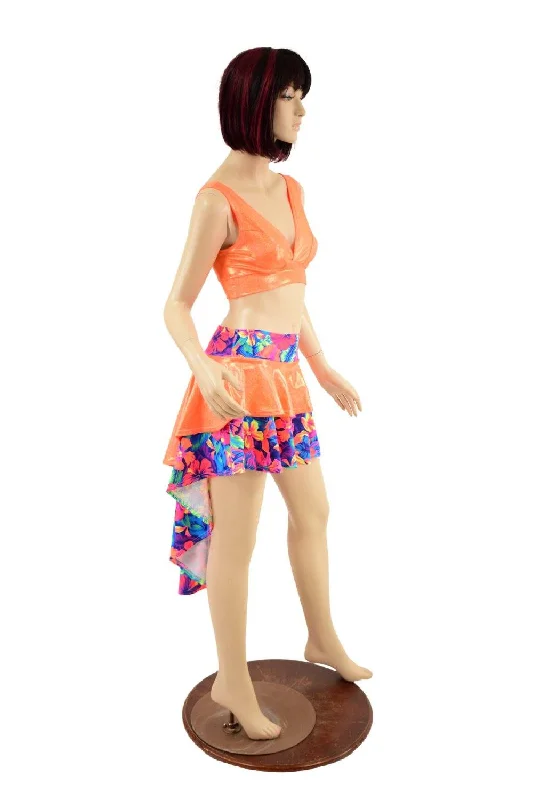 Double Tiered Hi Lo Skirt & Starlette Bralette Set wool skirt breathable