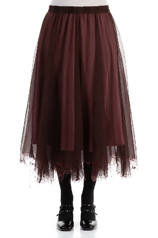 Flowy Merlot Silk Chiffon Skirt leather skirt durable