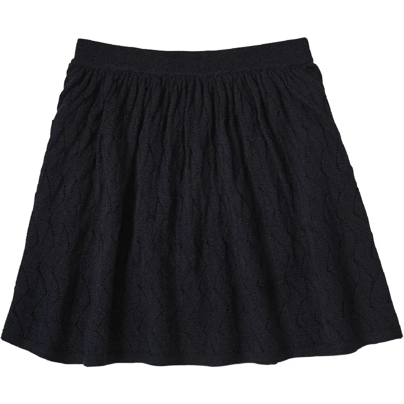 FUB Dark Navy Pointelle Skirt ruffled skirt detail