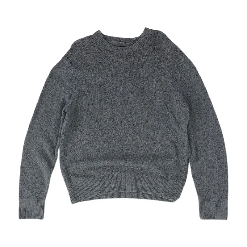 Gray Solid Crewneck Sweater Transparent Opaque Sheer