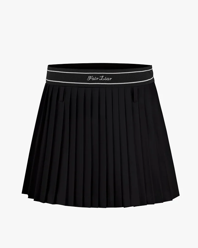High waisted pleated skirt with belt - Black lace skirt romantic