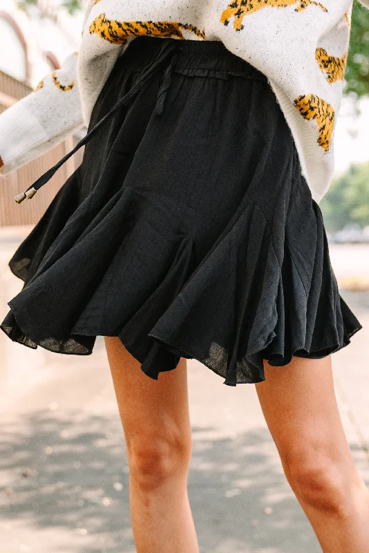 Look Your Way Black Ruffled Skort wool skirt warm