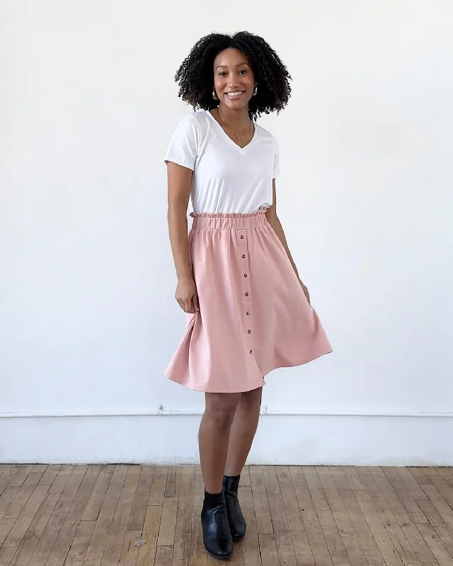 LUCINDA doubleknit skirt in Earthy Rose midi skirt versatile