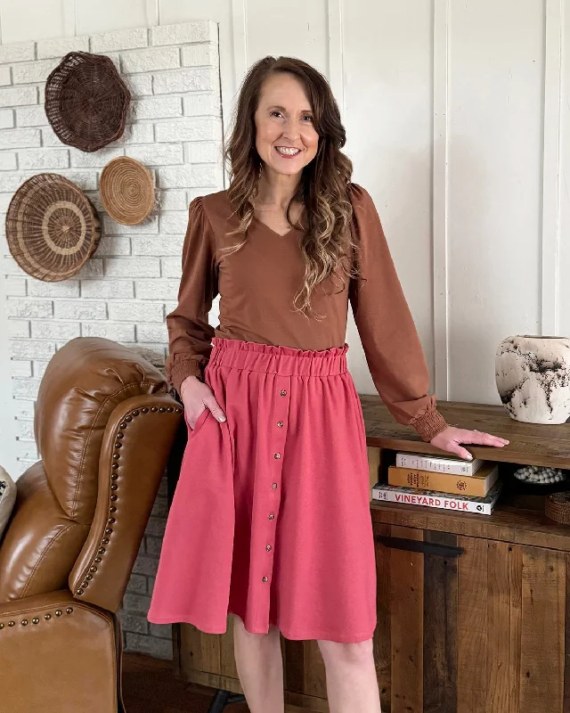 LUCINDA doubleknit skirt in Soft Hibiscus wool skirt sturdy