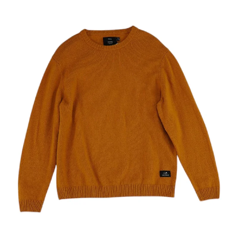 Orange Solid Crewneck Sweater Seamless Knitted Crochet