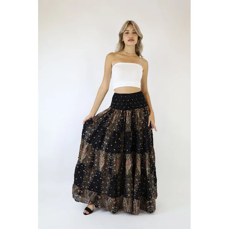 Peacock Women's Skirt in Black White SK0092 020007 06 boho skirt vibe