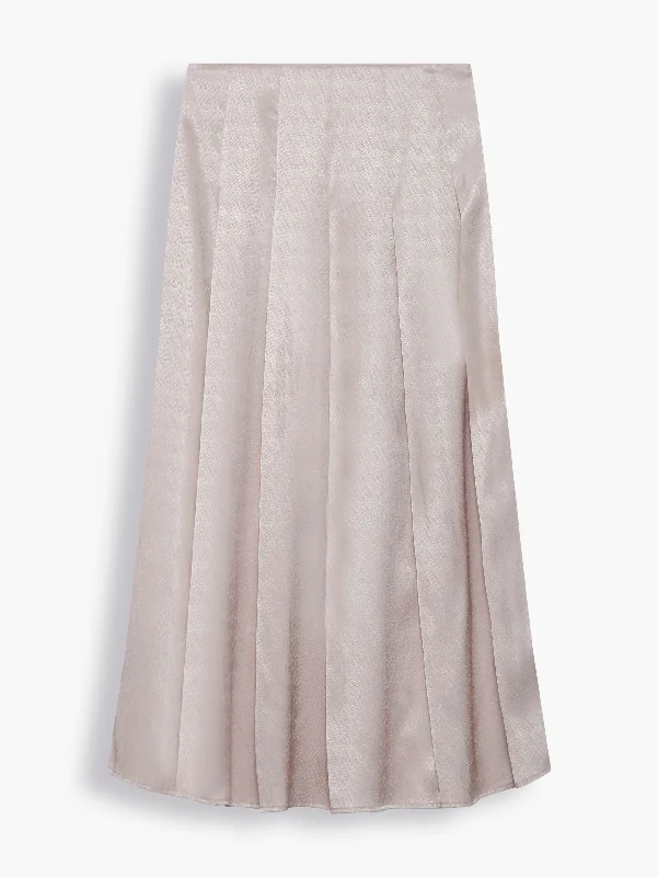 Pleated Midi Skirt in Champagne casual skirt length