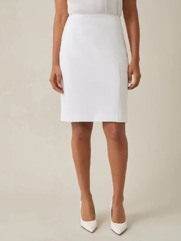 Plus Pull-On Knee-Length Skirt, White linen skirt relaxed
