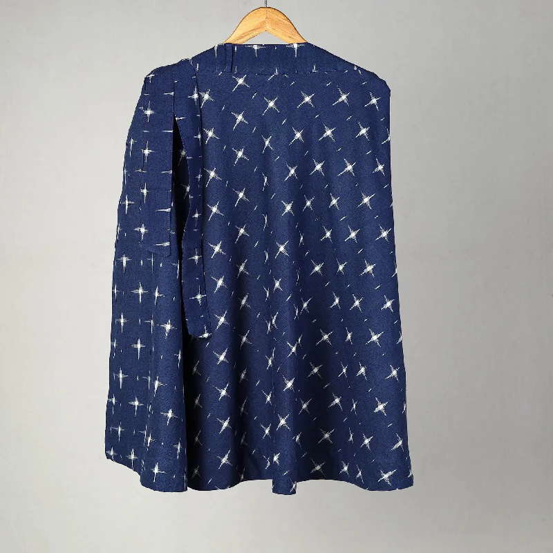 Blue - Pochampally Double Ikat Cotton Wrap Around Skirt 14 patchwork skirt art