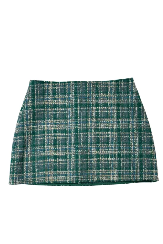 Reformation - Tweed Mini Skirt velvet skirt glossy