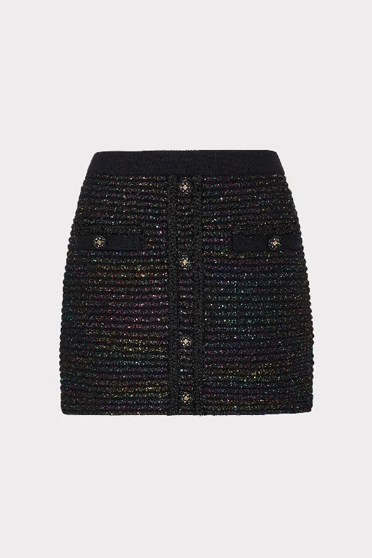 Sequin Textured Knit Mini Skirt leather skirt refined