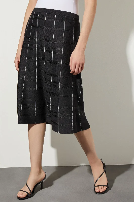 Stripe Detail Knit A-Line Skirt cashmere skirt soft