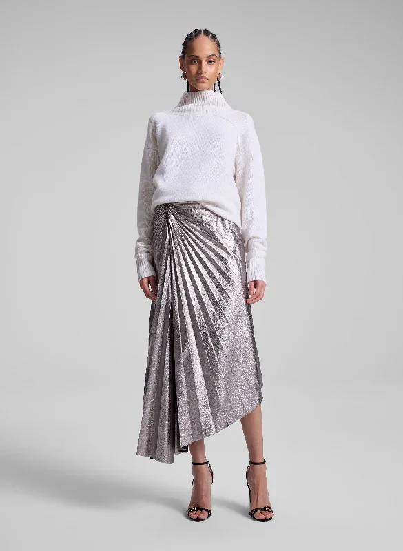 Tracy Metallic Vegan Leather Skirt cashmere skirt fine