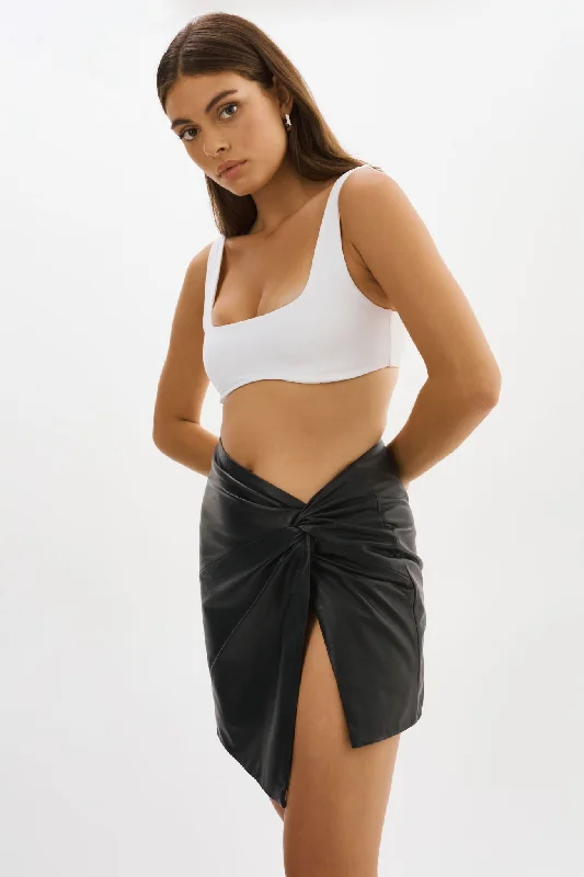 TRISHA | Leather Mini Sarong Skirt high waist skirt