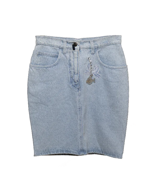 Vintage Denim Skirt silk skirt smooth